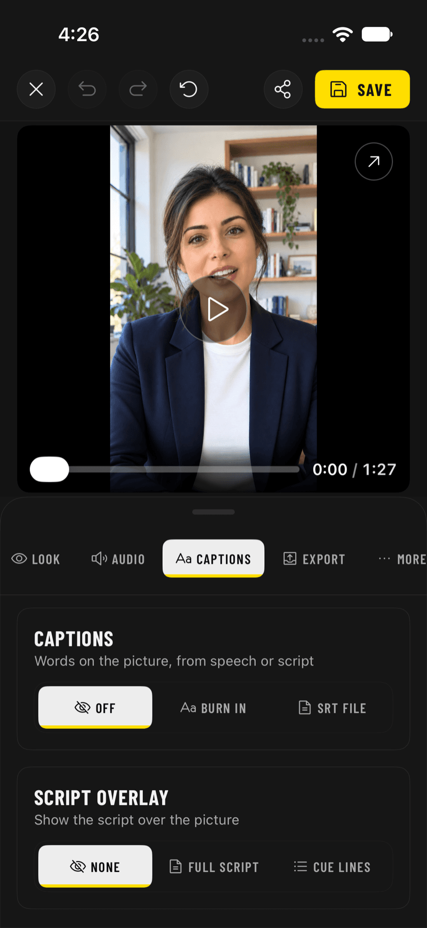 Zen Teleprompter app screen 2